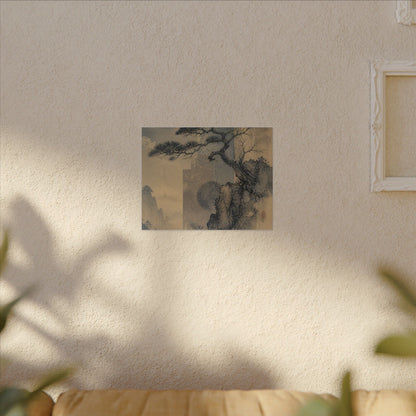 Japandi Pine Tree in Moonlight | Japanese Pattern Canvas Art