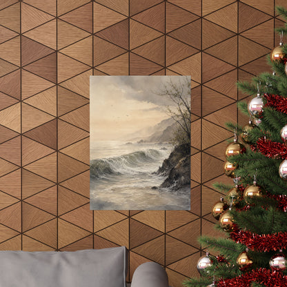 Warm Ocean Wave Wall Art Print - Watercolor Japandi
