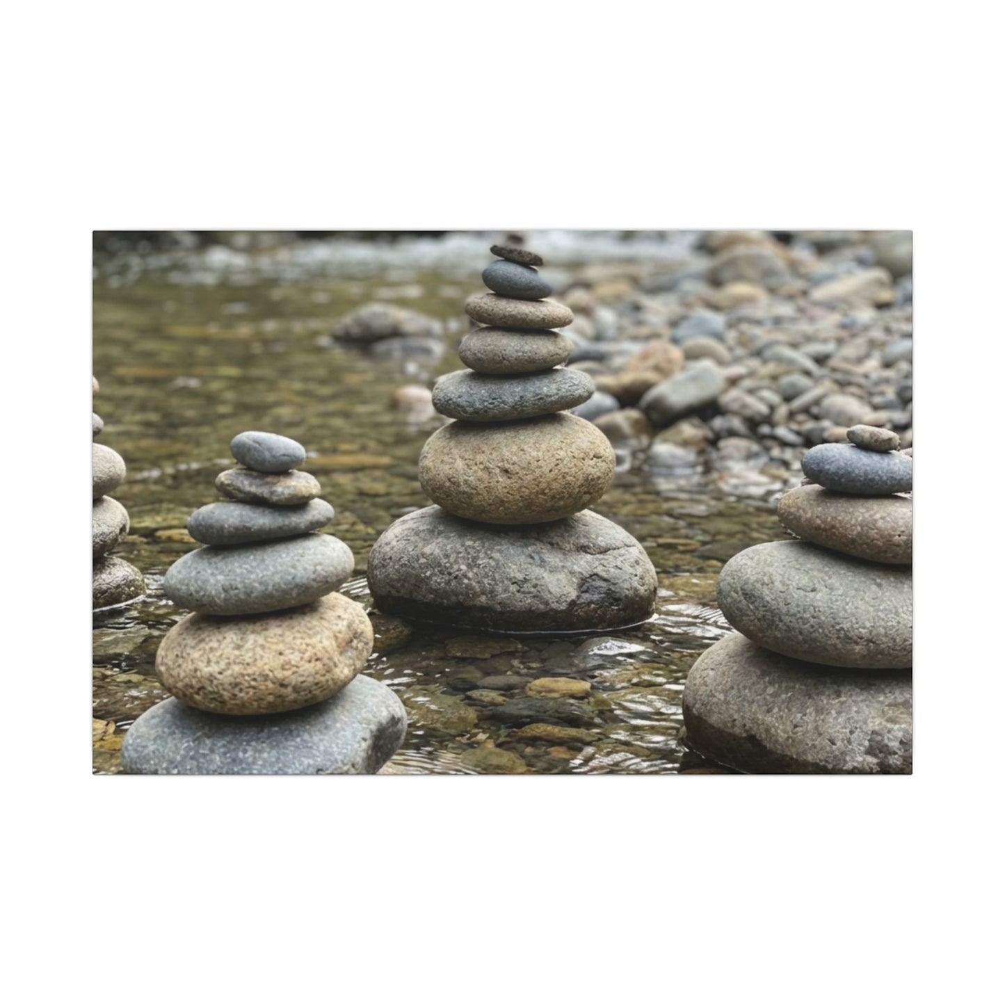 Zen River Stones in Dawn | Karesansui Canvas Art