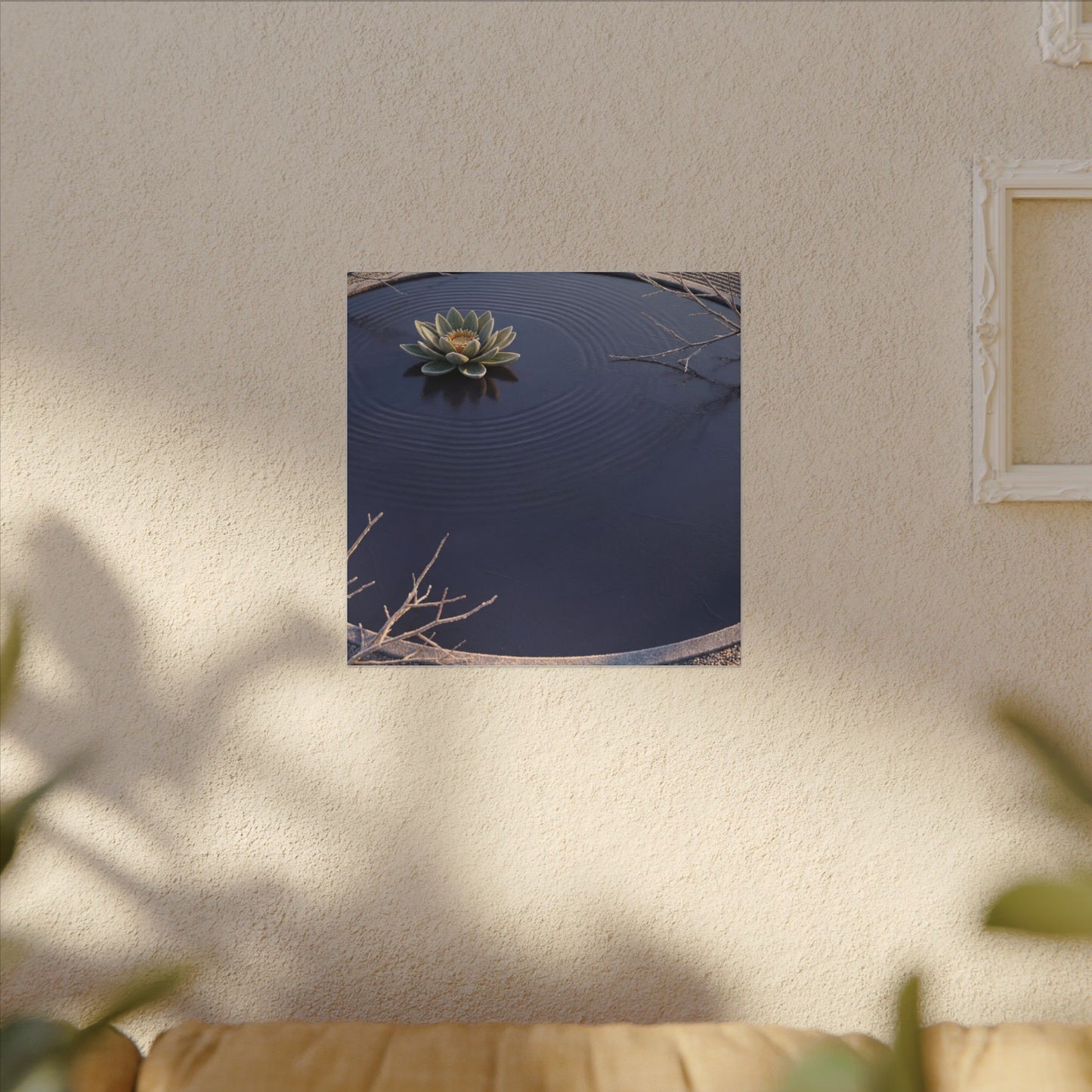 Lotus Flower Canvas Art | Winter Zen Karesansui Art
