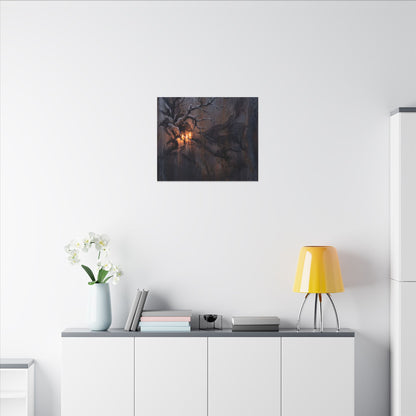 Winter Rust Patina Charcoal Ink Canvas Art | Atmospheric Decor