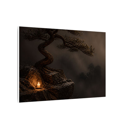 Pine Tree Shadow Zen Canvas Art | Luxurious Dark Japandi Art