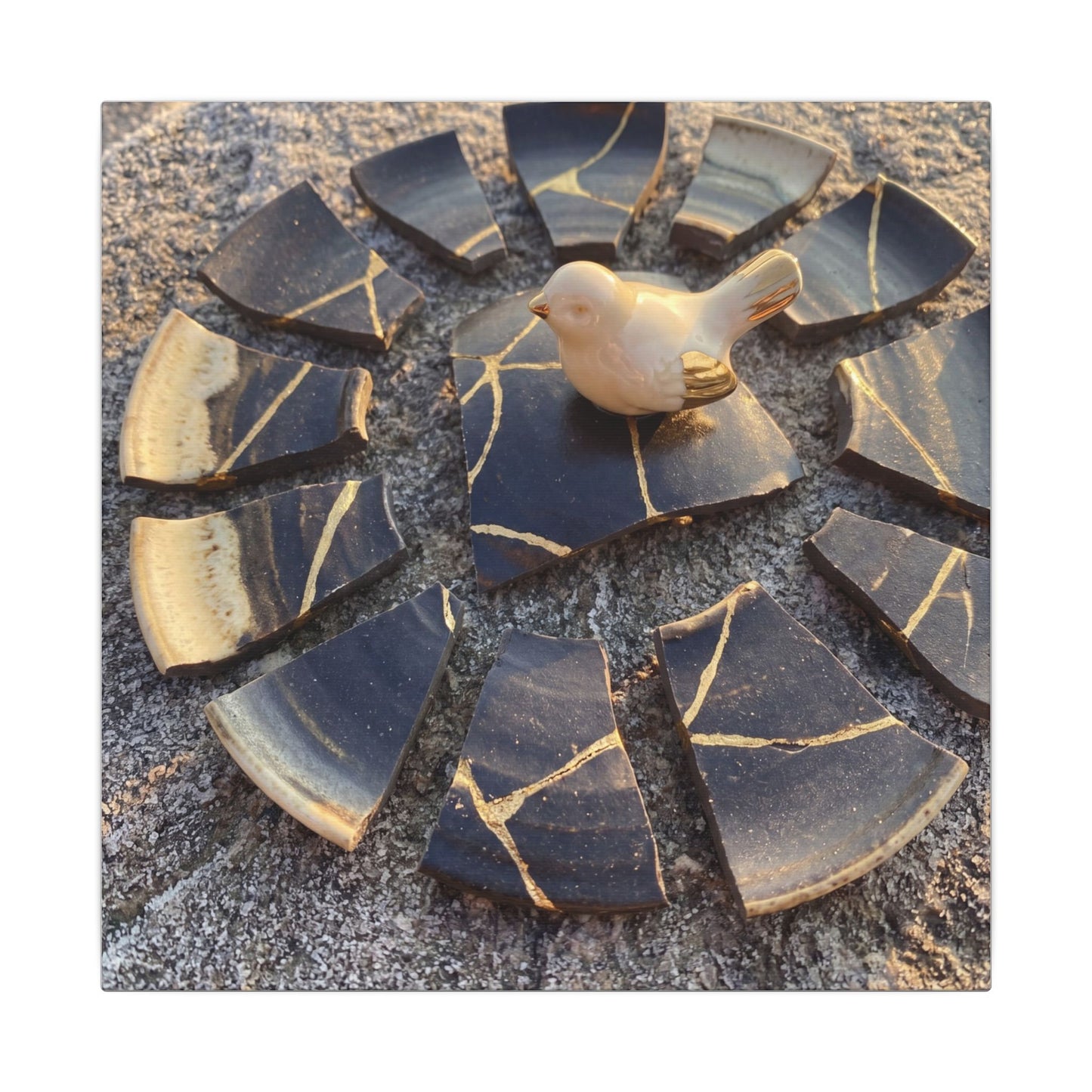 Golden Hour Broken Pottery Canvas Art - Kintsugi Datsuzoku