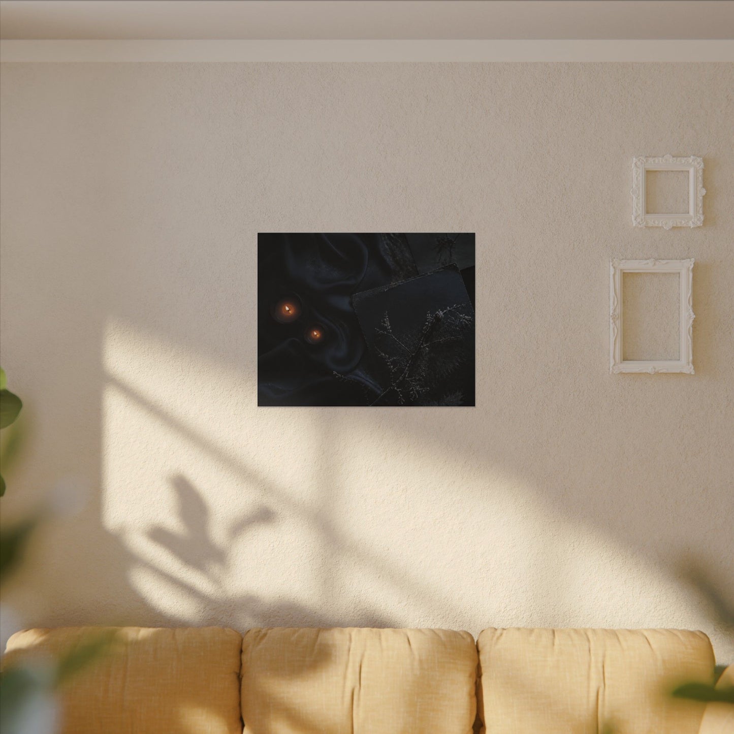 Candlelight Silk Drape Canvas Art - Dark Japandi Kanso