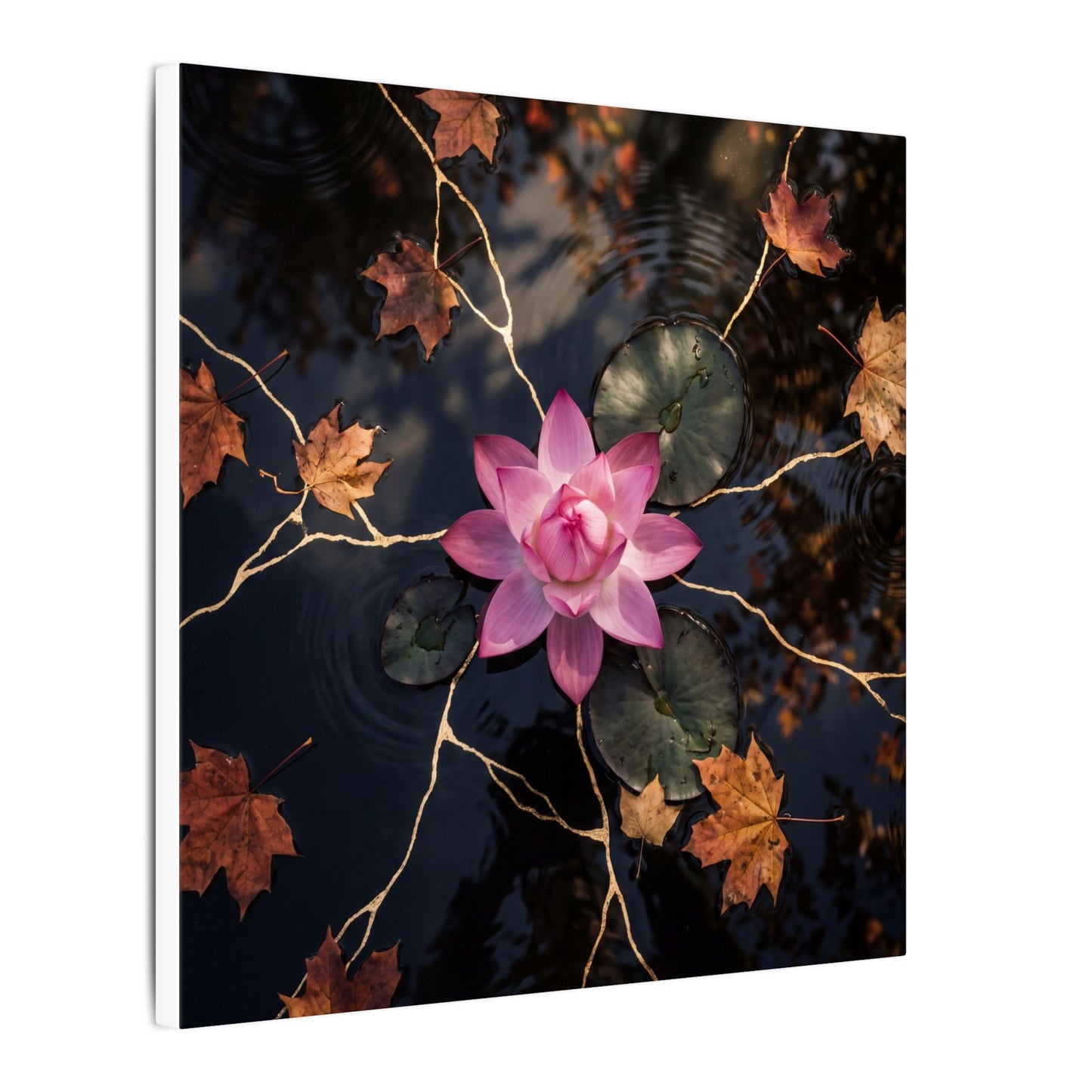 Ma Lotus Flower Canvas Art - Kintsugi Gold Vein
