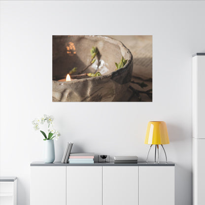 Candlelight Ceramic Bowl Canvas Art - Japandi Ma