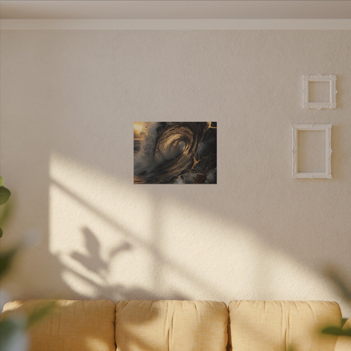 Kanso Ocean Wave Canvas Art - Kintsugi Gold Vein