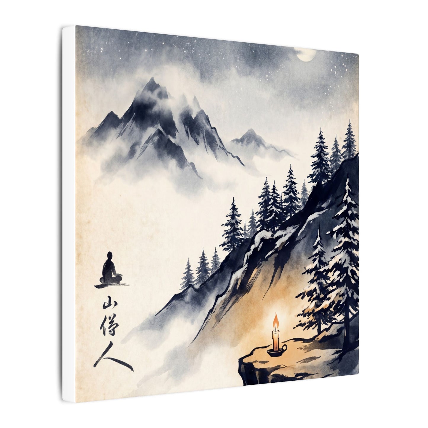 Mountain Mist Canvas Art | Winter Zen Ukiyo E Inspired Art