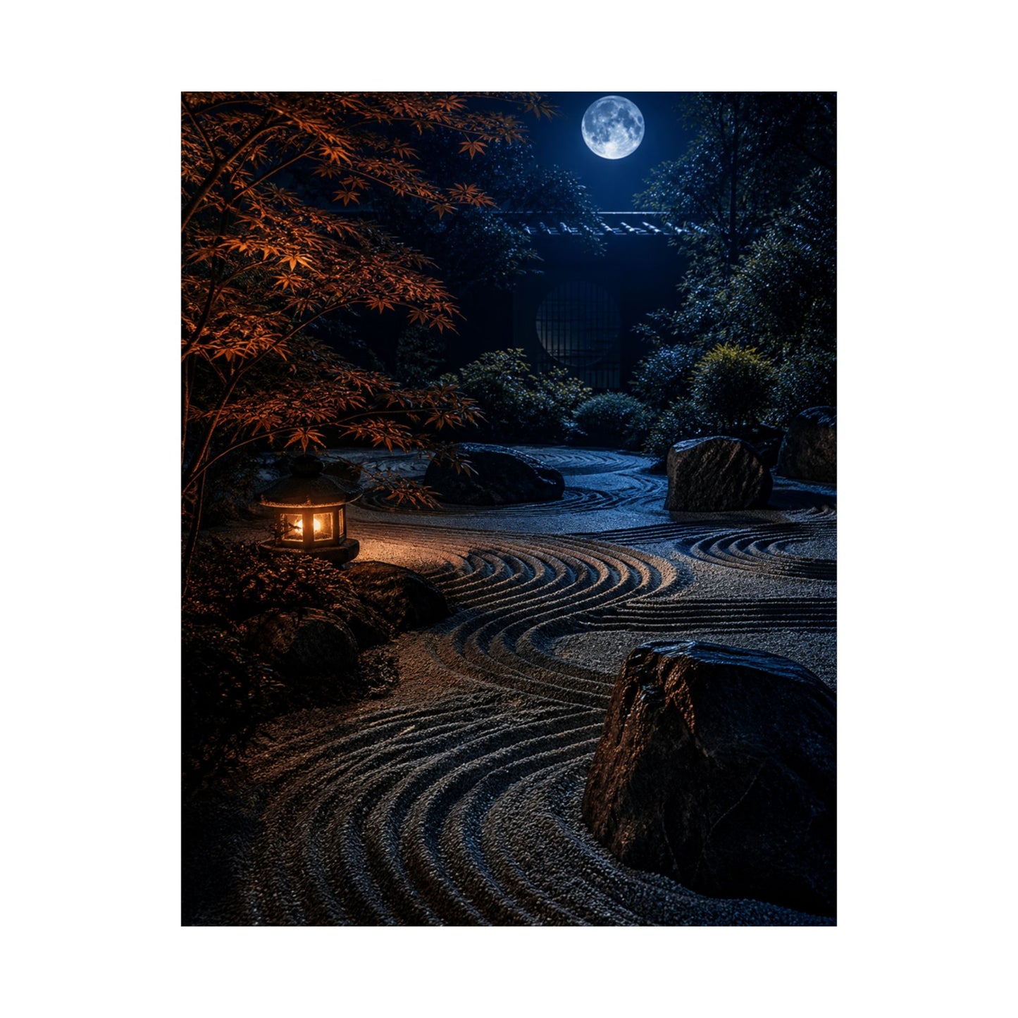 Datsuzoku Rock Garden Wall Art Print - Dark Japandi Shadow Zen