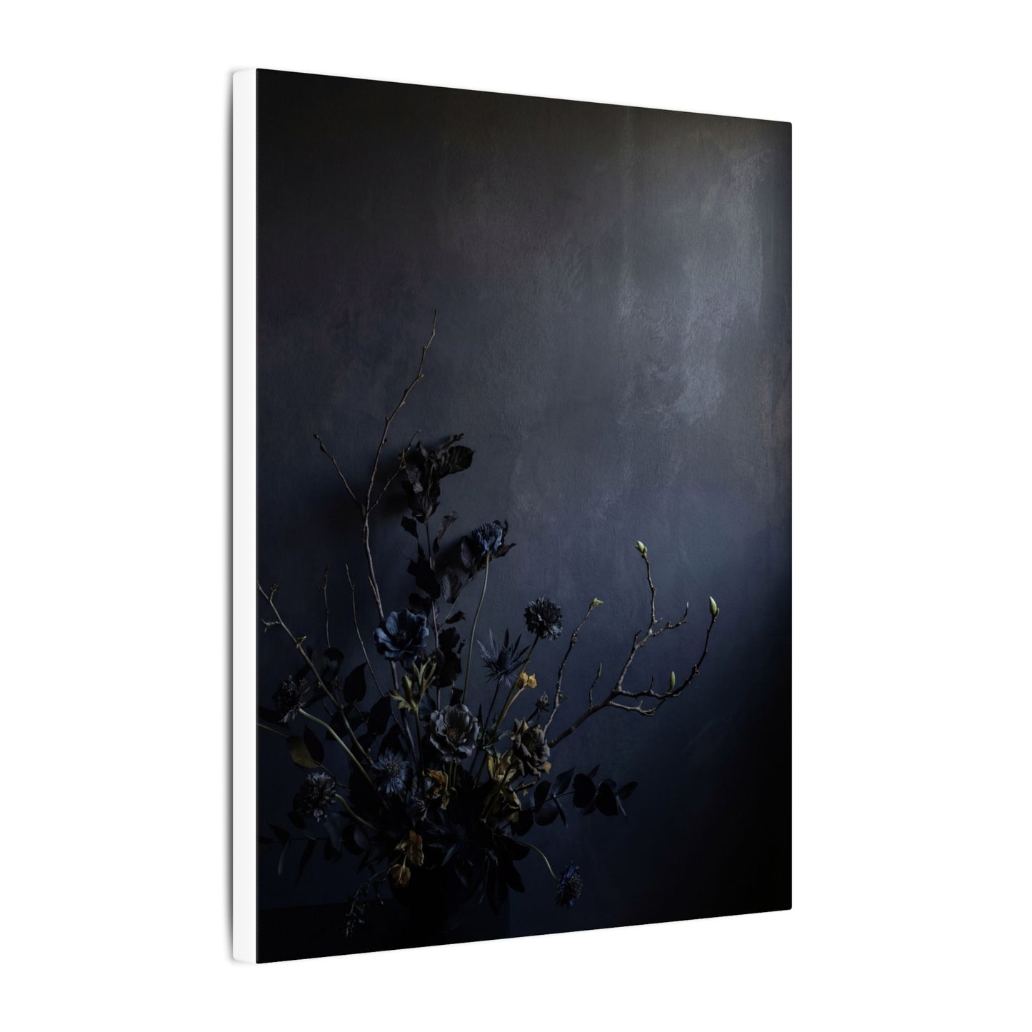 Dried Flowers Spring Canvas Art | Dark Japandi Moody Design