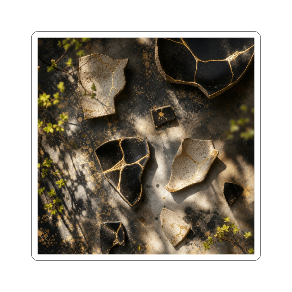 Dappled Broken Pottery Sticker - Kintsugi Ma