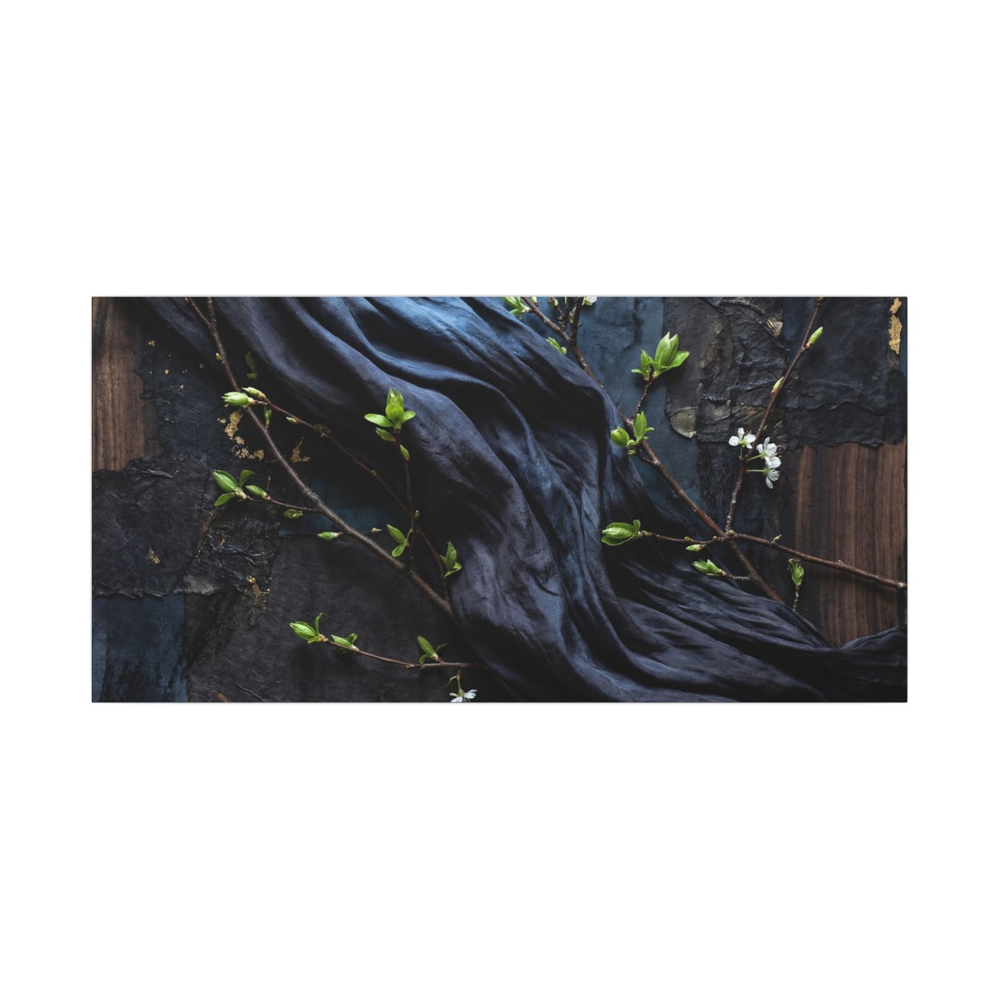 Spring Silk Drape Dark Texture Canvas Art | Atmospheric Decor