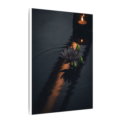 Seijaku Lotus Flower Canvas Art - Dark Japandi Shadow Zen