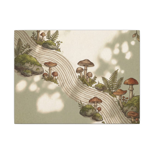 Ma Rock Garden Canvas Art - Cottagecore Mushroom Illustration