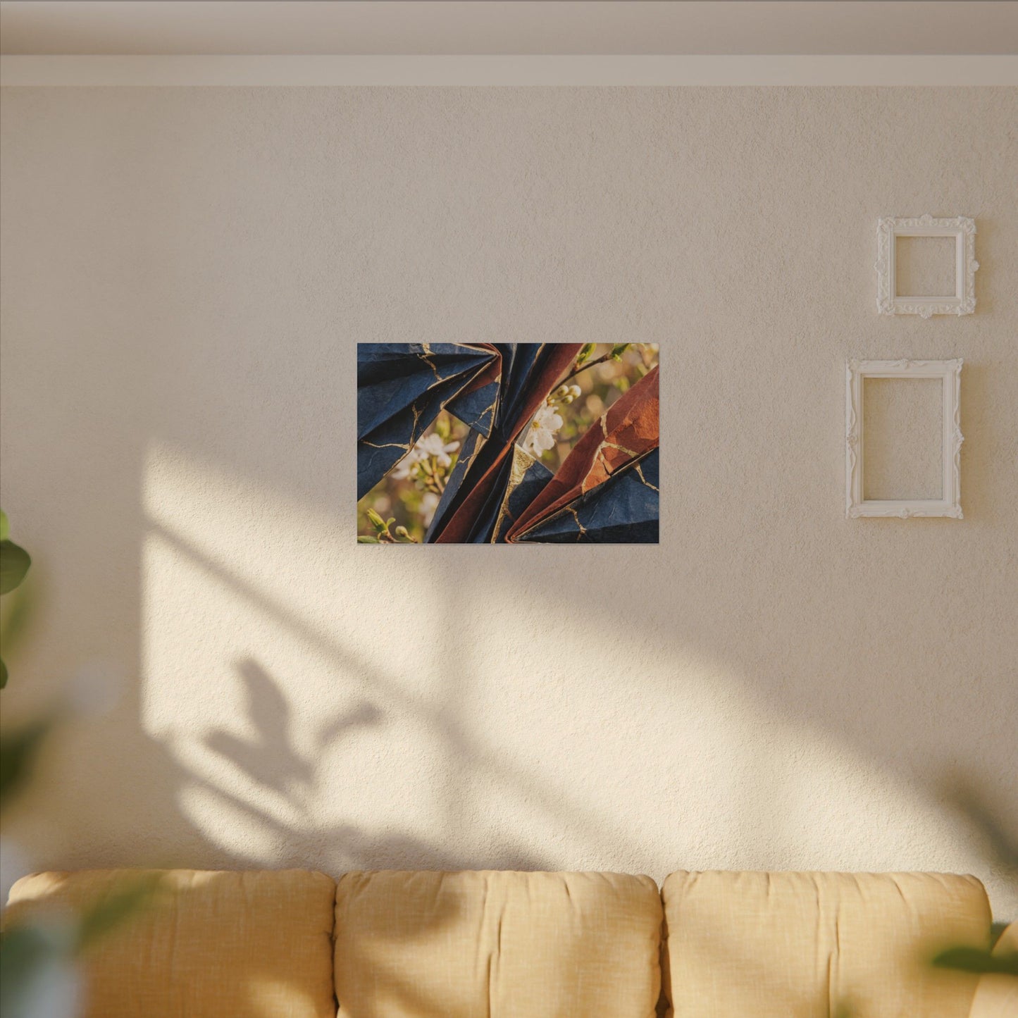 Kintsugi Paper Fold in Golden Hour | Crackle Gold Canvas Art