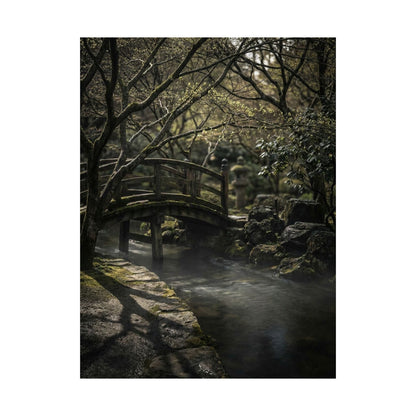 Bold Wooden Bridge Wall Art Print - Shadow Zen Dark Japandi