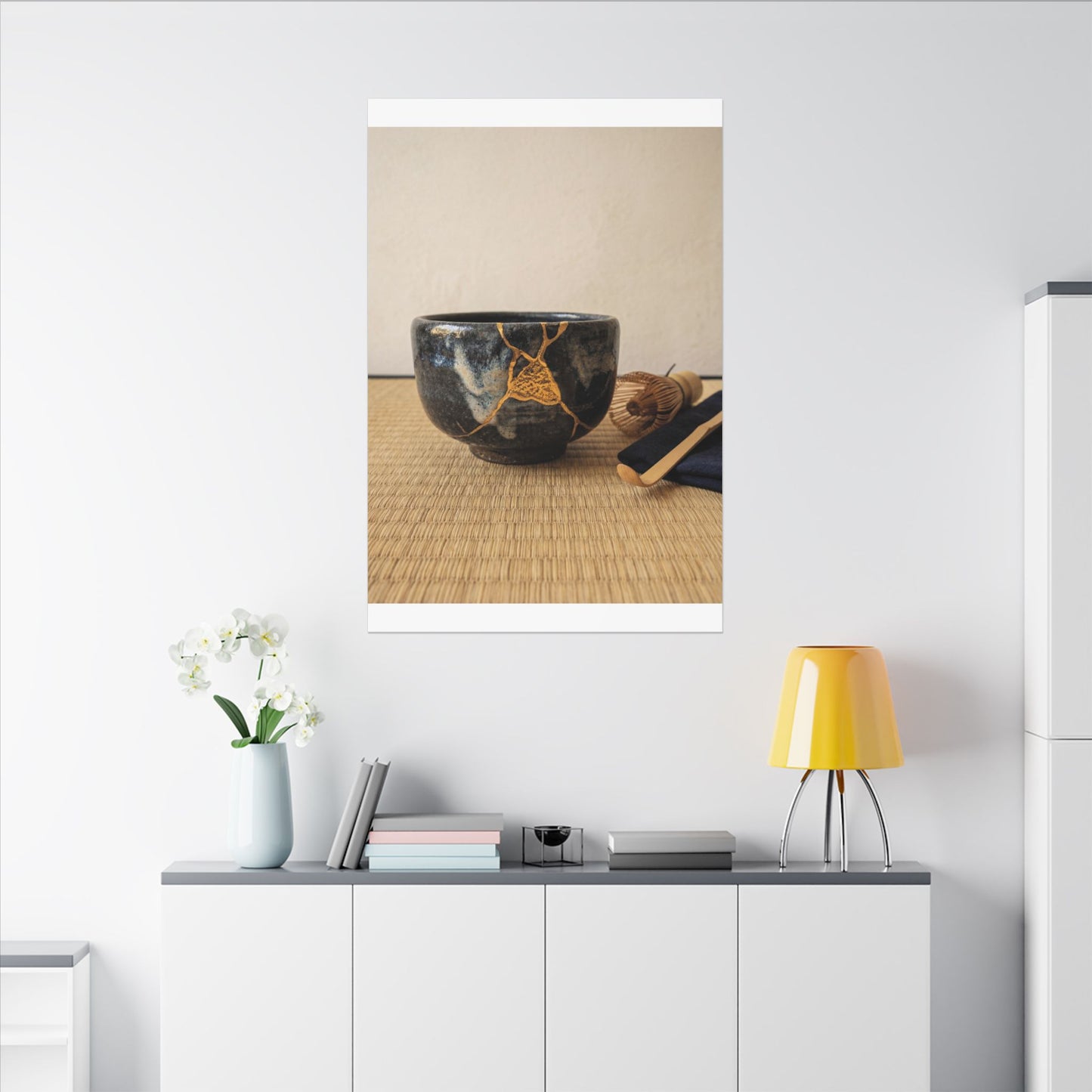 Kanso Tea Ceremony Canvas Art - Kintsugi Gold Vein