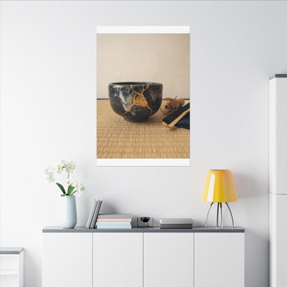 Kanso Tea Ceremony Canvas Art - Kintsugi Gold Vein