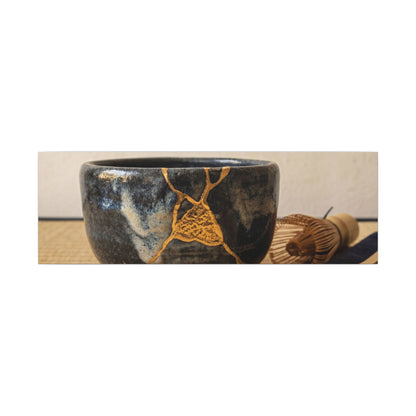 Kanso Tea Ceremony Canvas Art - Kintsugi Gold Vein