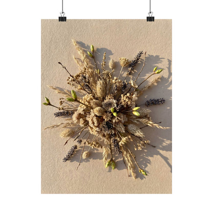 Dried Flowers Spring Wall Art Print | Japandi Neutral Design