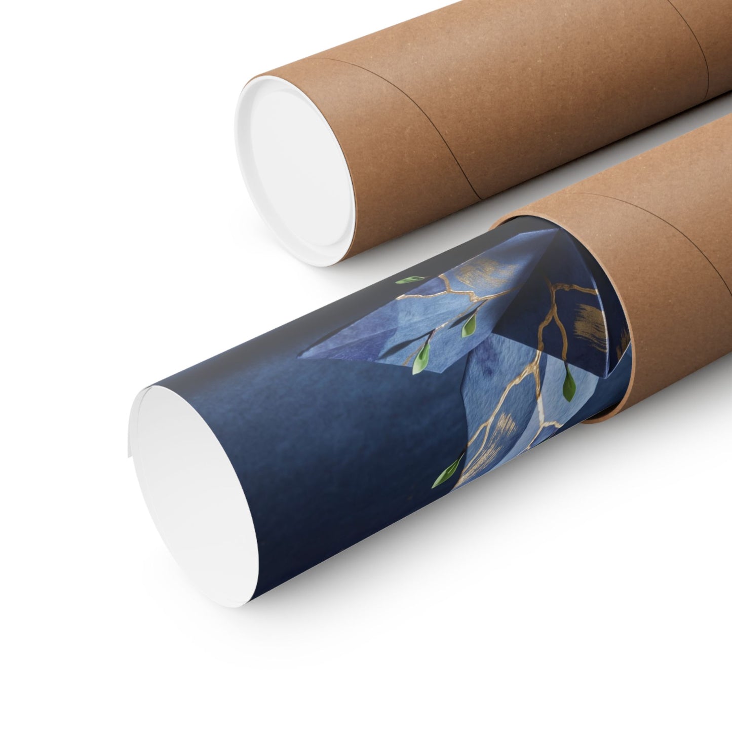 Paper Fold Wall Art Print | Spring Kintsugi Crackle Gold Art