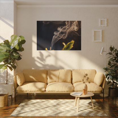 Golden Hour Incense Smoke Canvas Art - Dark Japandi Kanso