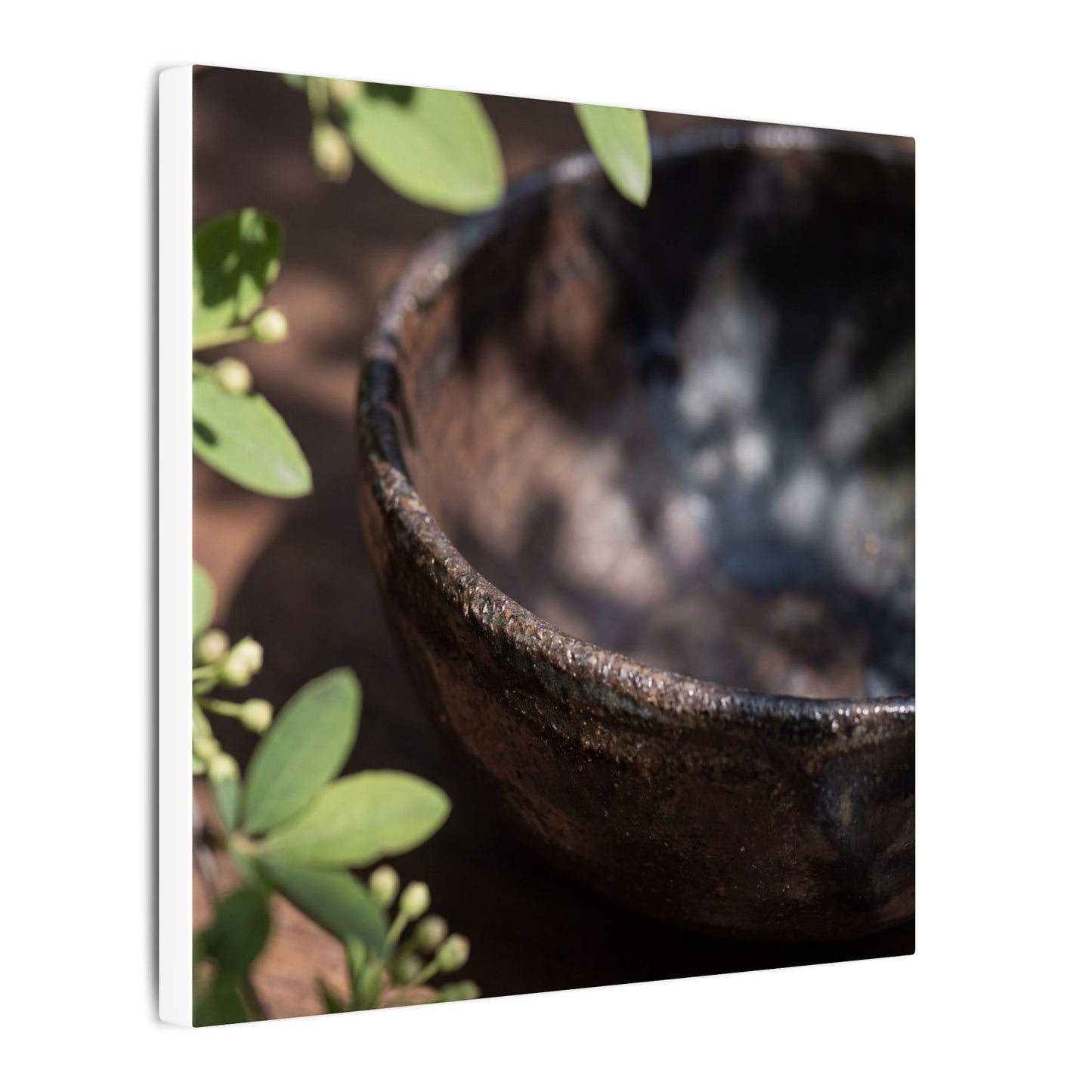 Ceramic Bowl Shadow Zen Canvas Art | Moody Dark Japandi Art