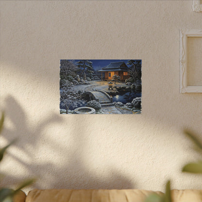 Moonlit Garden Winter Canvas Art | Kintsugi Artful Design
