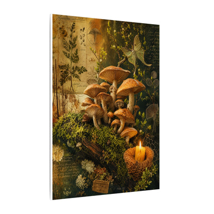 Spring Wild Mushrooms Herbarium Canvas Art | Earthy Decor