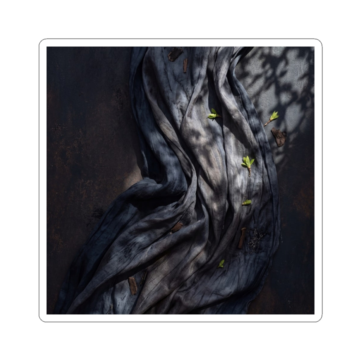 Silk Drape Spring Sticker | Dark Japandi Bold Design