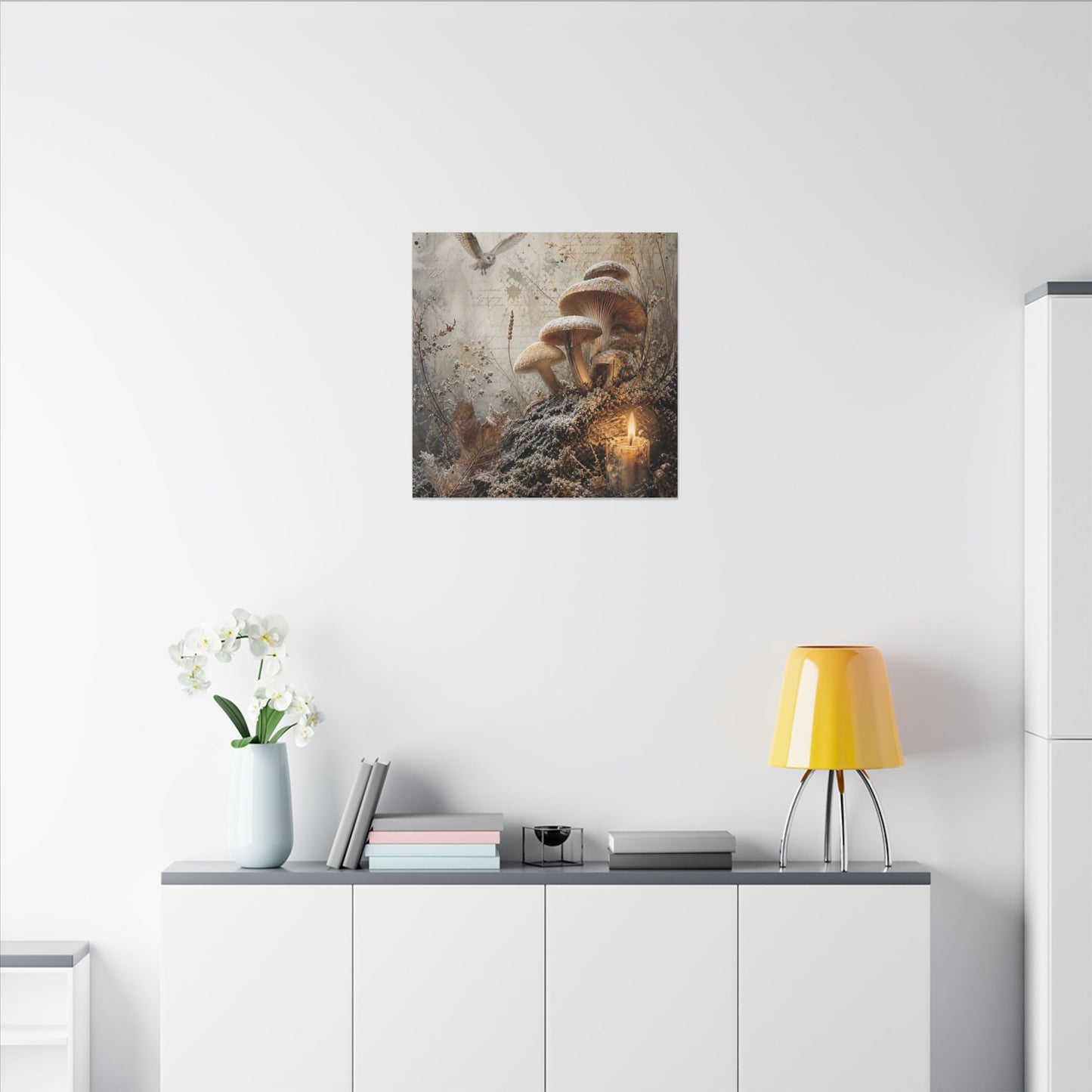 Wild Mushrooms Texture Canvas Art | Elegant Japandi Art
