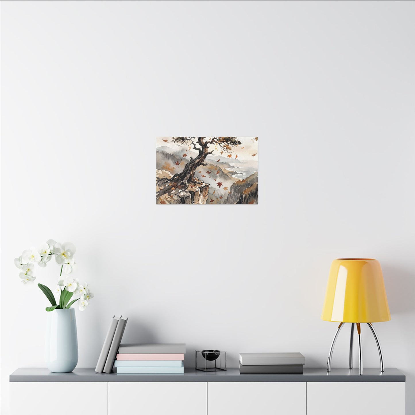 Autumn Pine Tree Watercolor Canvas Art | Warm Decor