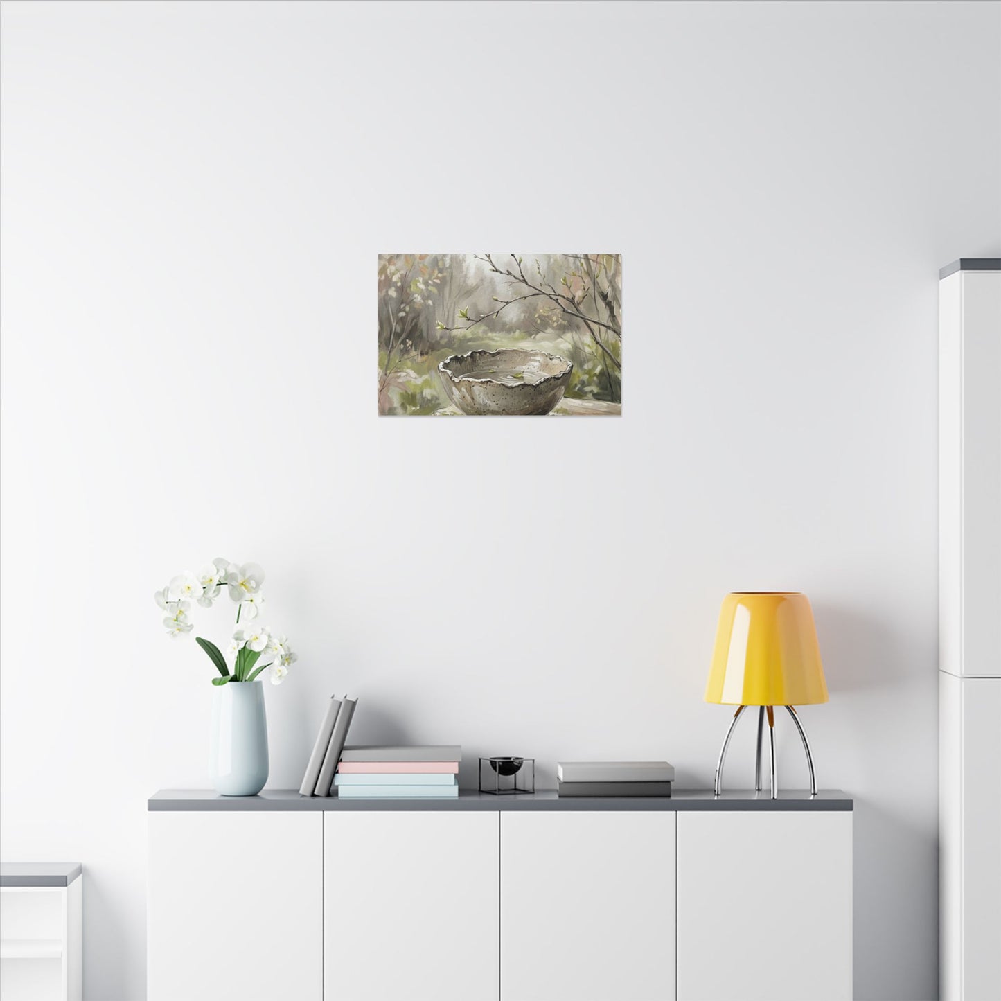 Japandi Ceramic Bowl in Overcast | Minimal Line Canvas Art
