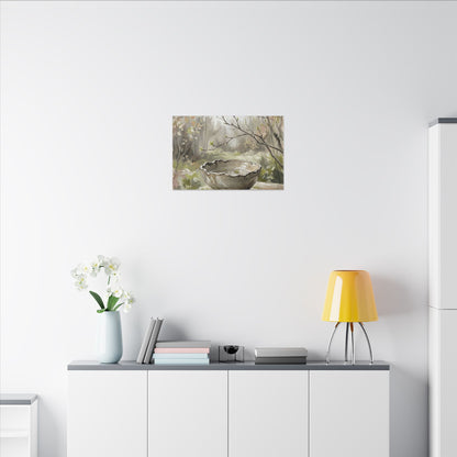 Japandi Ceramic Bowl in Overcast | Minimal Line Canvas Art