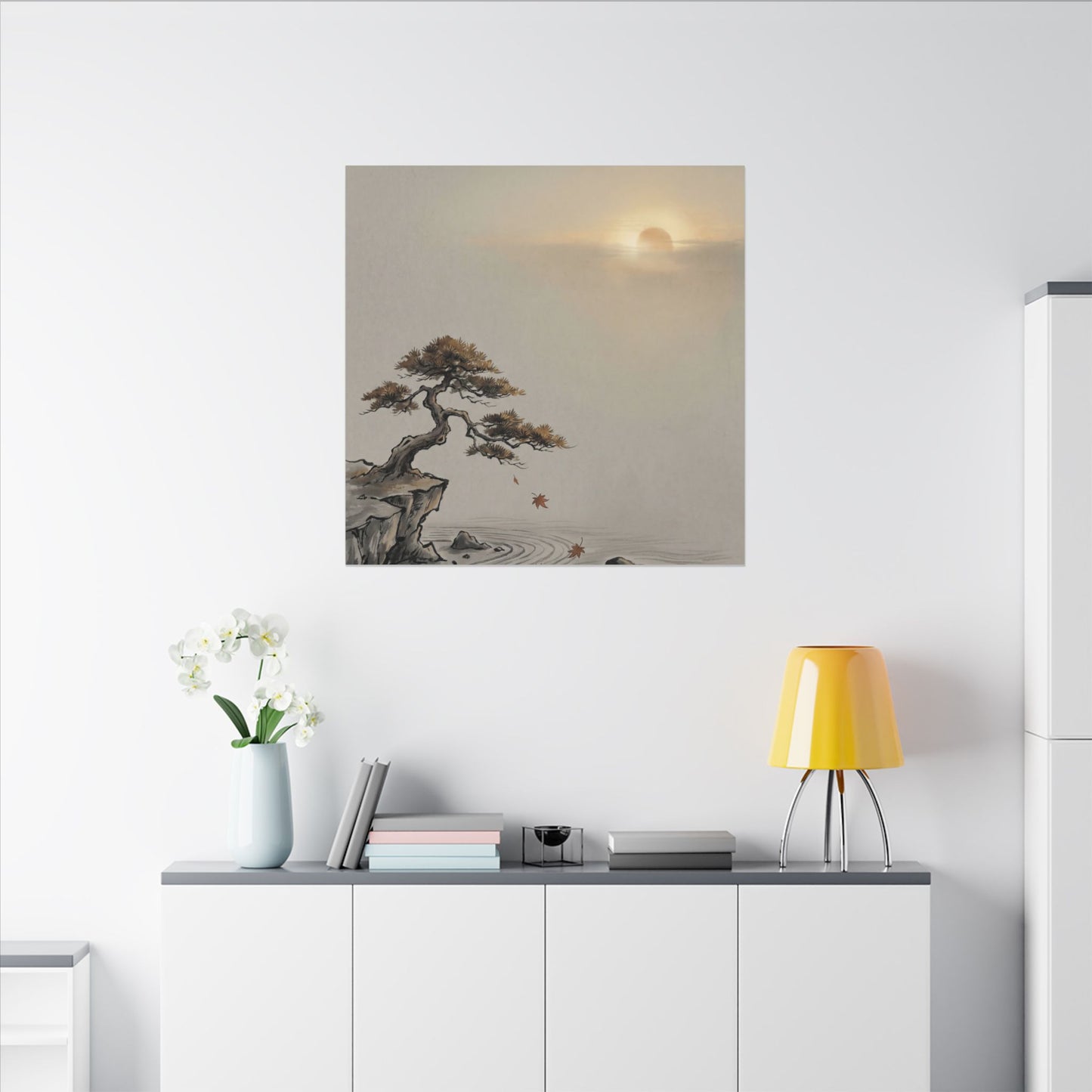 Pine Tree Canvas Art | Autumn Zen Karesansui Art