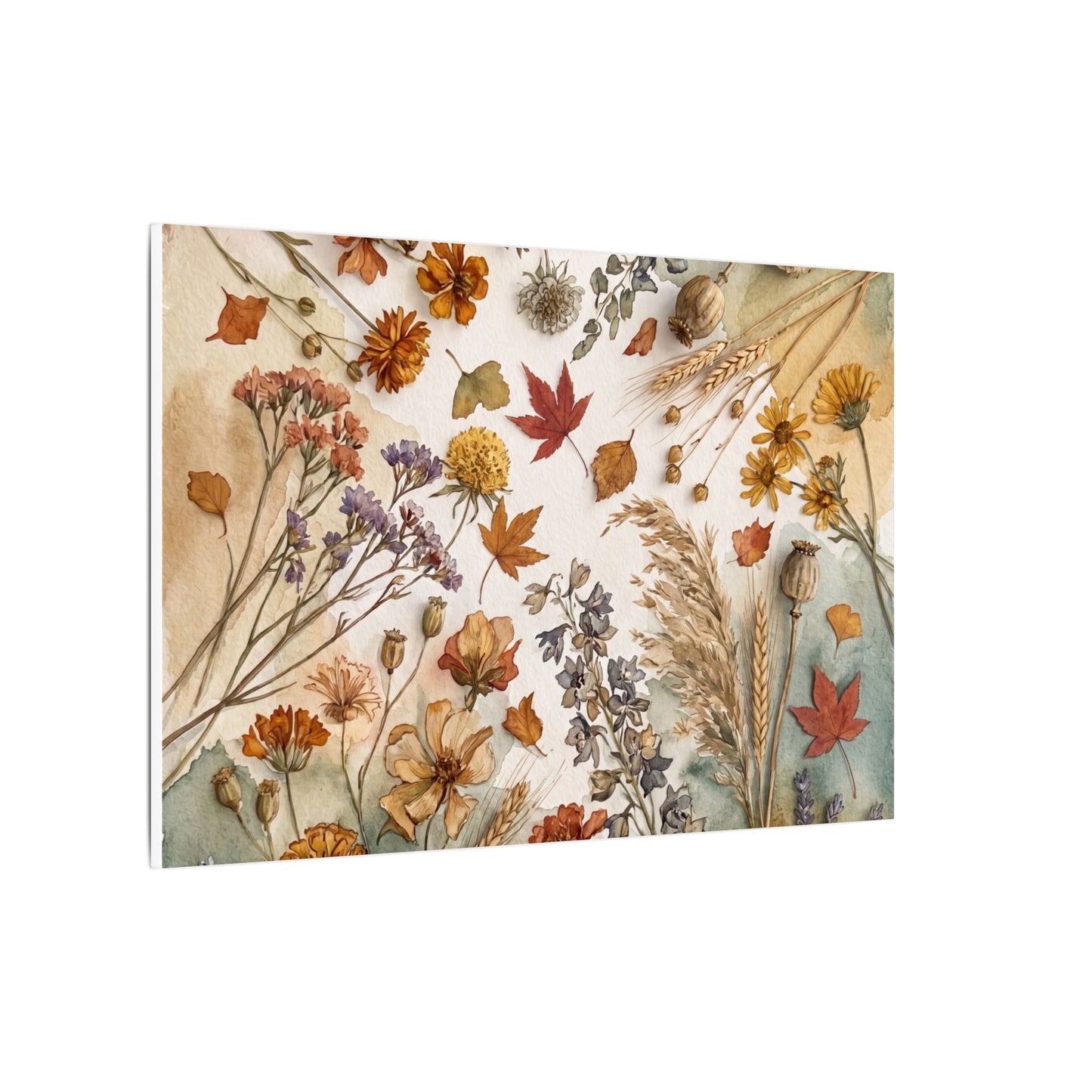 Dried Flowers Canvas Art | Autumn Japandi Watercolor Art