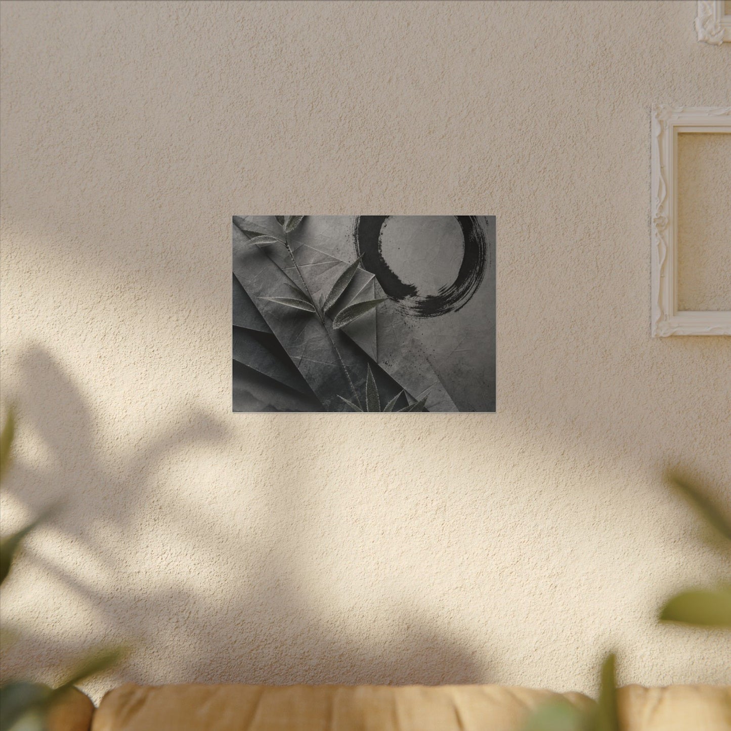Winter Paper Fold Enso Canvas Art | Serene Decor