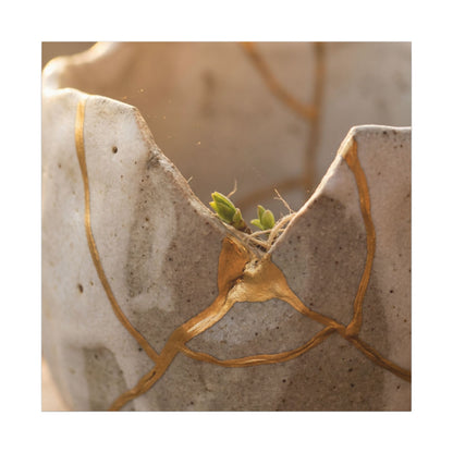 Golden Hour Broken Pottery Canvas Art - Japandi Kanso