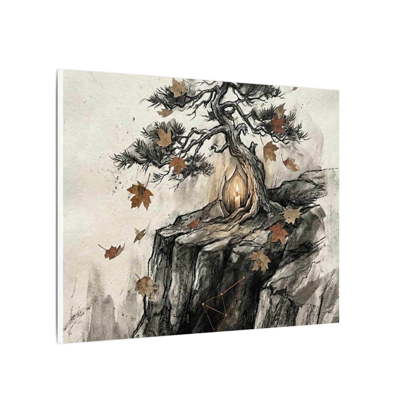 Pine Tree Autumn Canvas Art | Japandi Earthy Design