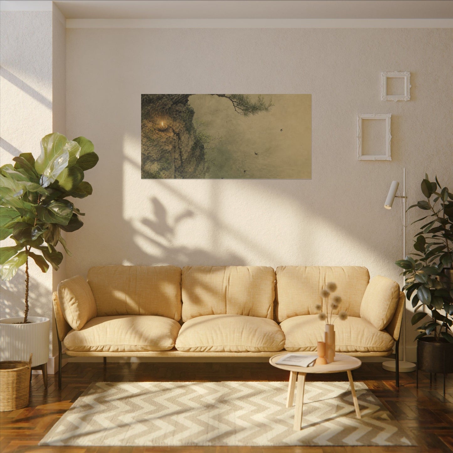 Spring Pine Tree Minimal Line Canvas Art | Earthy Decor