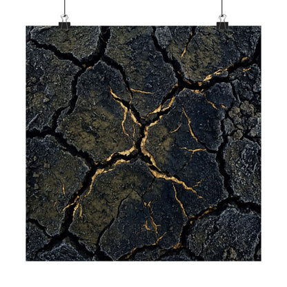 Cracked Earth Winter Wall Art Print | Dark Japandi Moody Design