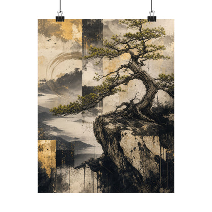 Pine Tree Japanese Pattern Wall Art Print | Cozy Japandi Art