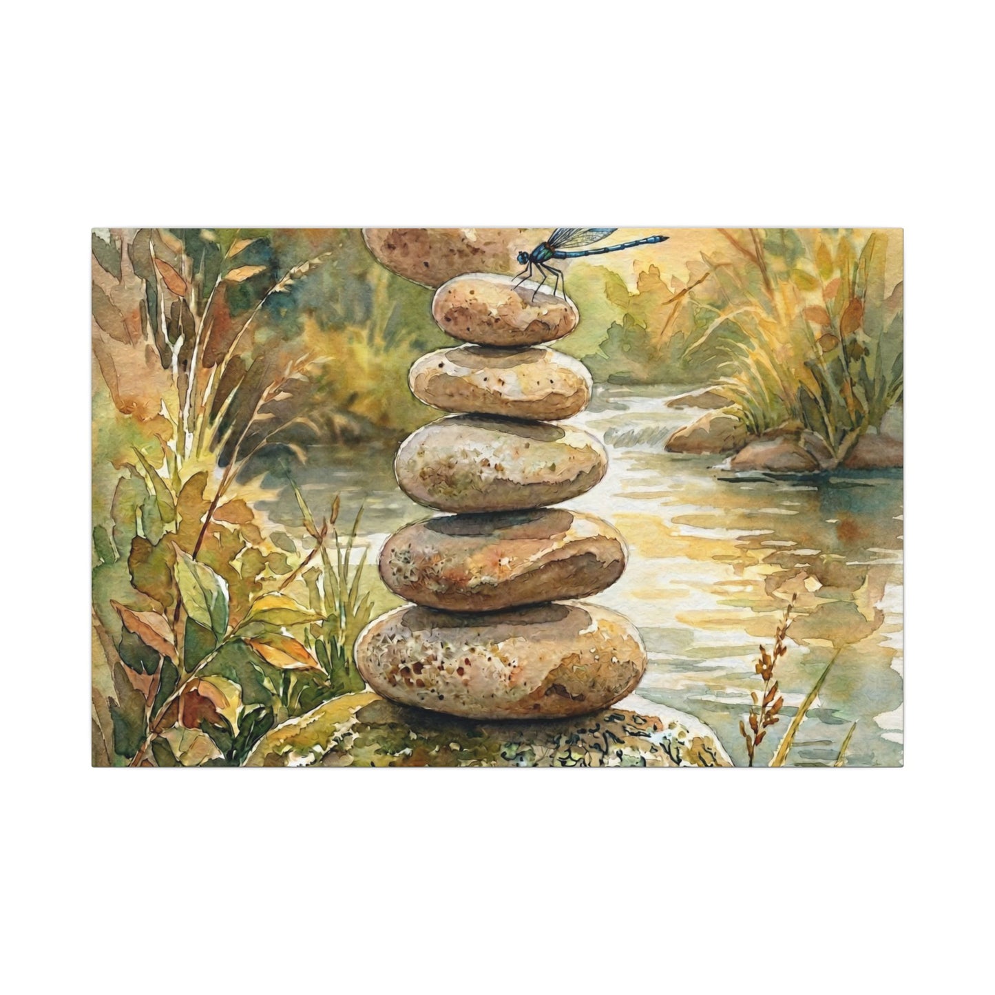 River Stones Summer Canvas Art | Japandi Cozy Design