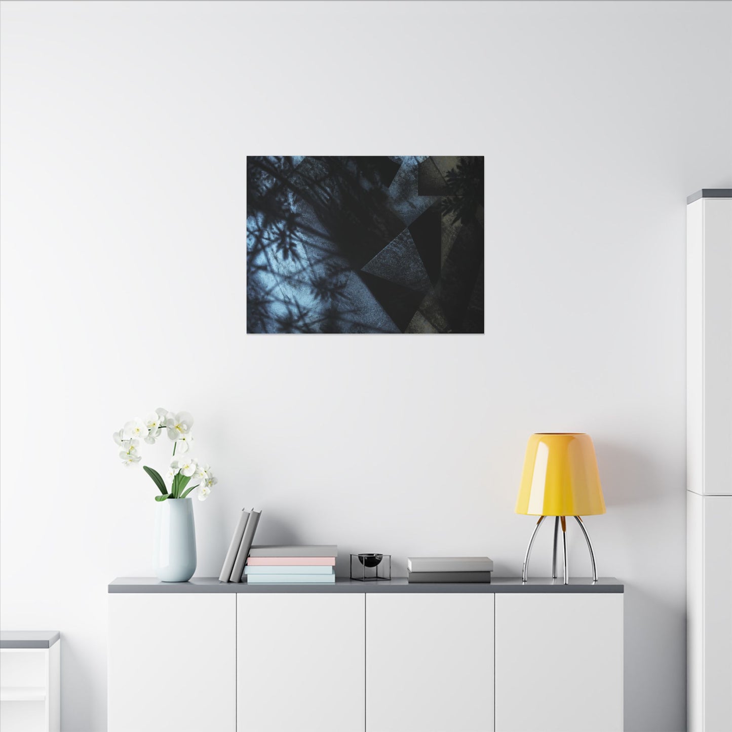 Shadow Play Winter Canvas Art | Dark Japandi Luxurious Design