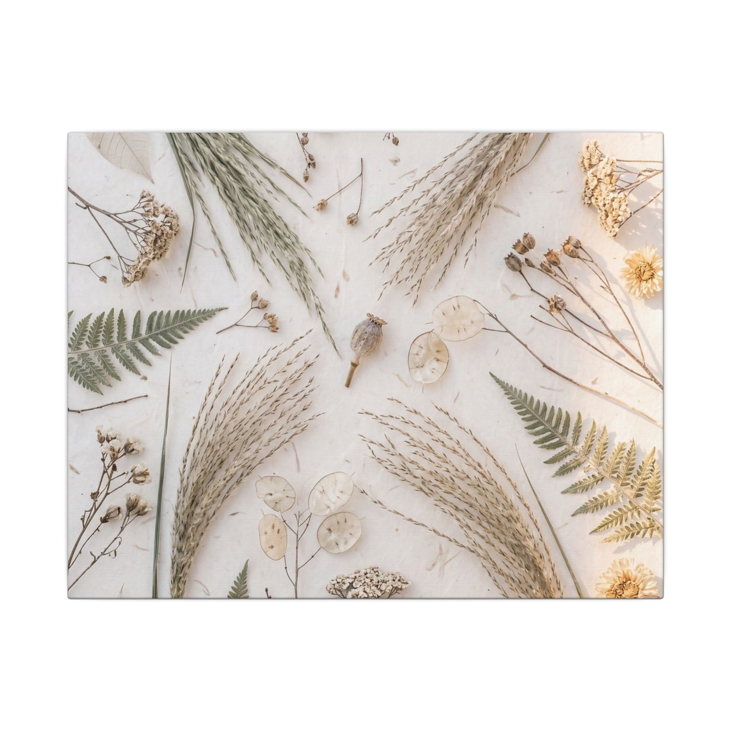 Elegant Dried Flowers Canvas Art - Japanese Pattern Japandi