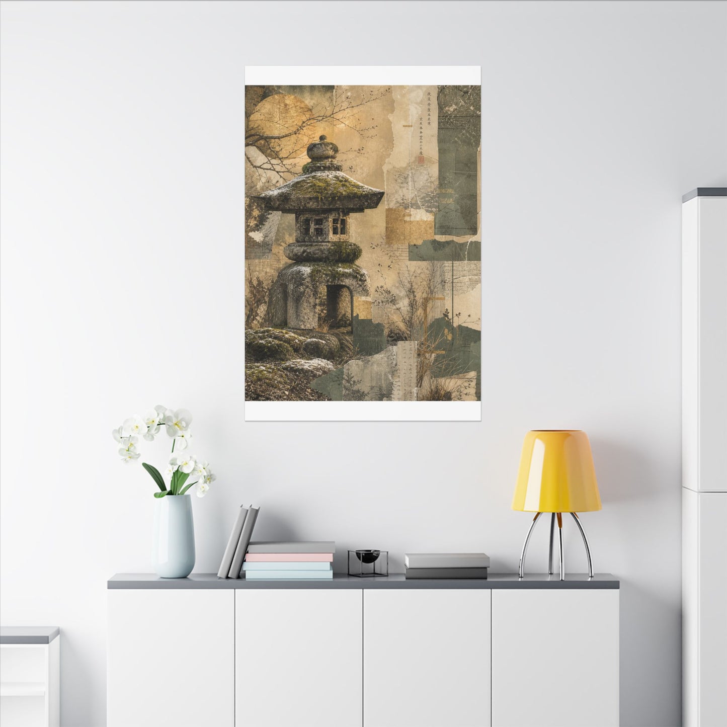 Elegant Stone Lantern Canvas Art - Texture Japandi