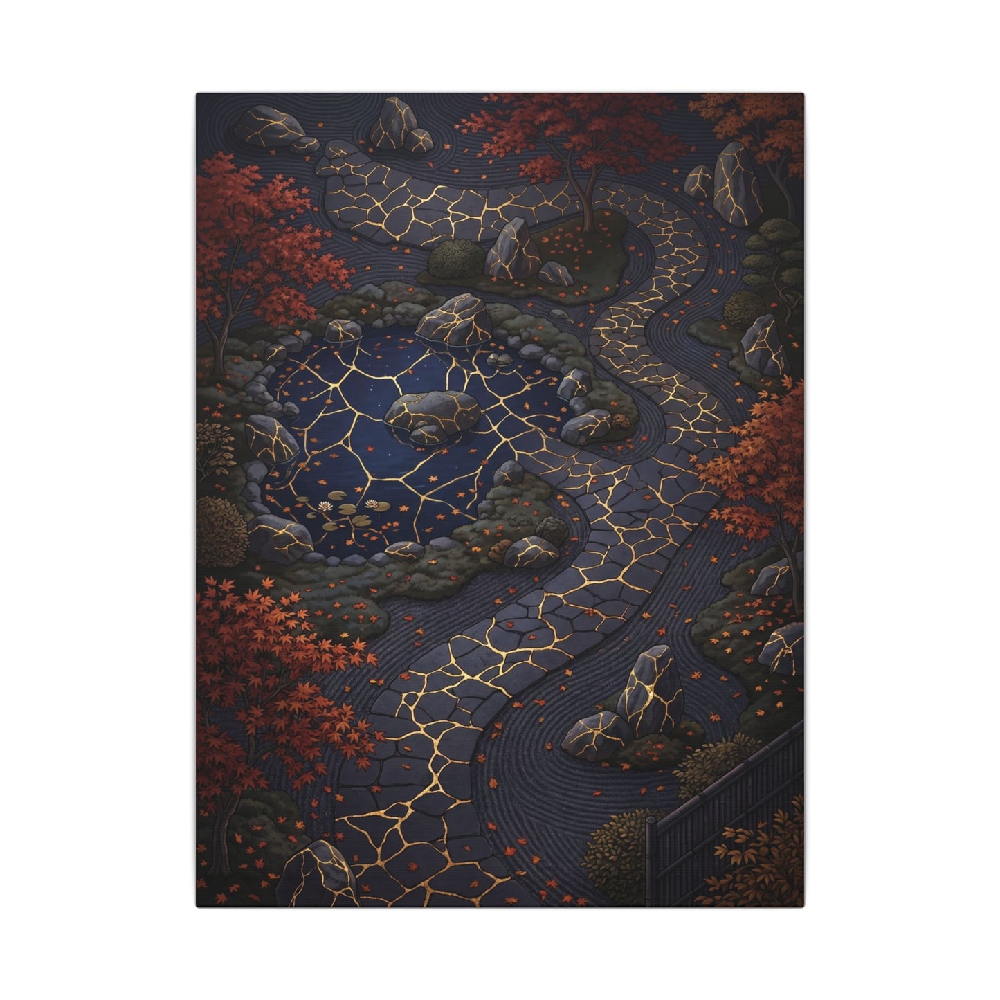 Moonlit Garden Gold Vein Canvas Art | Resilient Kintsugi Art