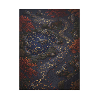 Moonlit Garden Gold Vein Canvas Art | Resilient Kintsugi Art