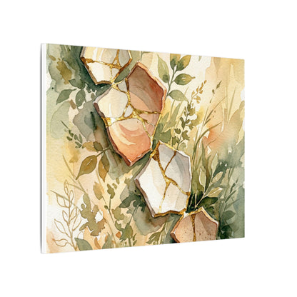 Japandi Broken Pottery in Golden Hour | Watercolor Canvas Art