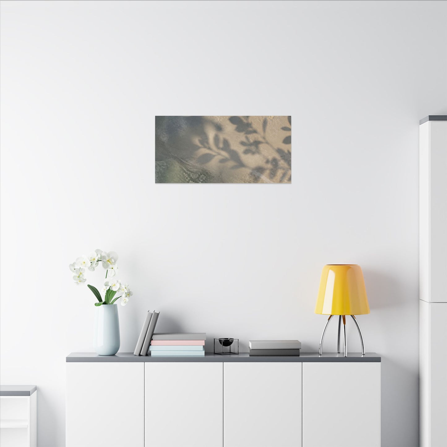 Japandi Shadow Play in Moonlight | Texture Canvas Art